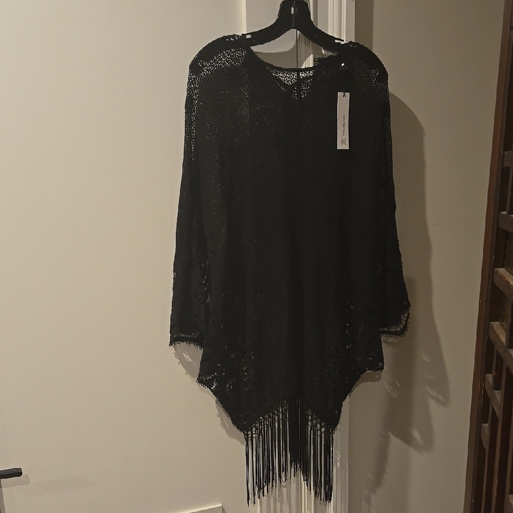 Black Fringe Women's Bathing Suit Cover Up